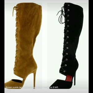 Knee high laced up boots